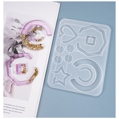 Geometric Pendant & Links Silicone Molds, Resin Casting Molds, For DIY UV Resin, Epoxy Resin Earring Jewelry Making