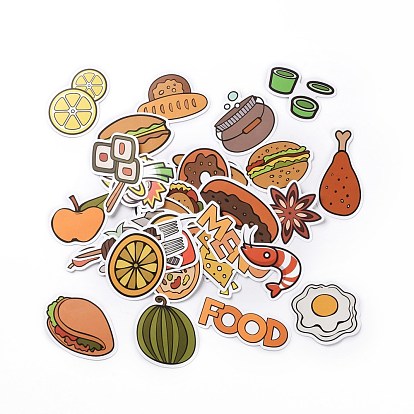 Cartoon Food Paper Stickers Set, Adhesive Label Stickers, for Water Bottles, Laptop, Luggage, Cup, Computer, Mobile Phone, Skateboard, Guitar Stickers, Hamburger & Cheese & Drumstick