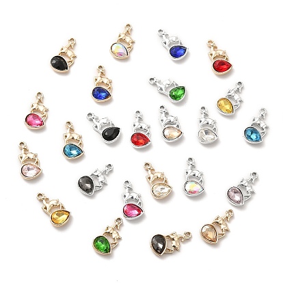 UV Plating Alloy Glass Pendants, Sheep with Teardrop Charms