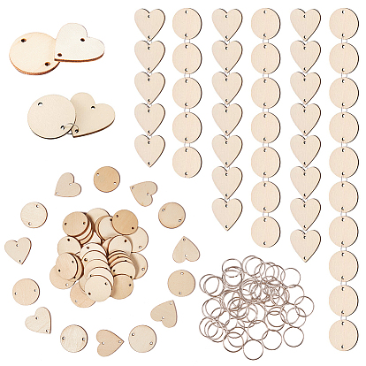 Kits de joyas de bricolaje, para el calendario recordatorio de cumpleaños placa de placa, con eslabones de madera sin teñir y anillos de salto de hierro