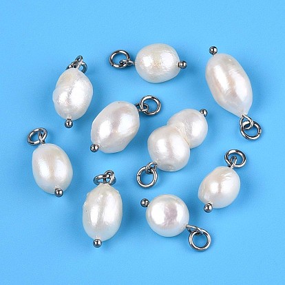 Подвески из натурального барочного жемчуга кеши и культивированного пресноводного жемчуга, подвески-самородки с латунными соединительными кольцами, платина