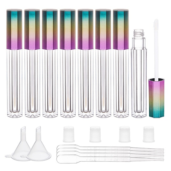 DIY Empty Lipstick Bottle, Lip Gloss Tube Sets, Lip Balm Tube, with Cap, Plastic Funnel Hopper & Dropper