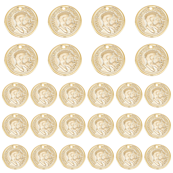 40Stück Messing Charms, langlebig überzogen, Münzanhänger, flach rund mit edward vii