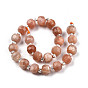 Natural Sunstone Beads Strands, with Seed Beads, Faceted, Rondelle