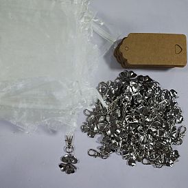 150Pcs Alloy Pendant Decorations, Clover, with Alloy Lobster Claw Clasps and Paper Card and Organza Gift Bags
