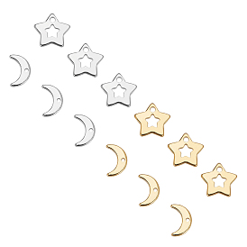 Unicraftale 304 Stainless Steel Charms, Star/Moon