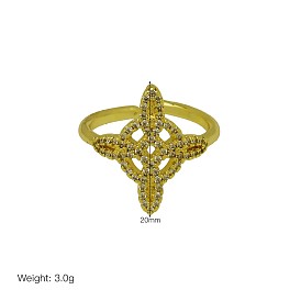 Messing Micro Pave klare Zirkonia Manschette offene Ringe, golden