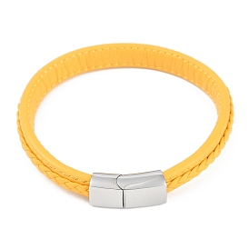 Microfiber Leather Cord Bracelets, with 304 Stainless Steel Magnetic Clasps