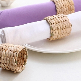 Servilleteros tejidos de bambú, adorno de servilletero, accesorios diarios del restaurante de bodas