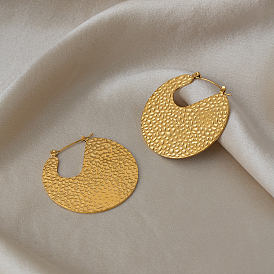 Стильные 304 плоские круглые серьги-кольца из текстурированной нержавеющей стали