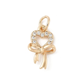 Латунные микро проложить кубического циркония подвески, подвески в виде сердца и банта, с целью перехода в кольце