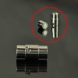 Smooth 304 304 Stainless Steel Locking Tube Magnetic Clasps, Bayonet Clasps, Column, 18.5x10mm, Hole: 8mm