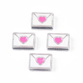 Прозрачные акриловые бусины, с эмалью, конверт