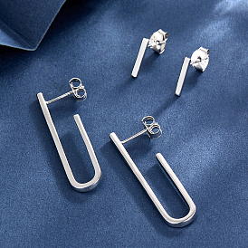 S925 Silver Stud Earrings, Simple Geometric Fashion Daily Wear