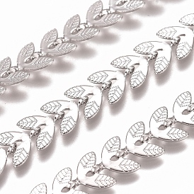 Ion Plating(IP) 304 Stainless Steel Leaf Link Chains, Soldered, with Card Paper