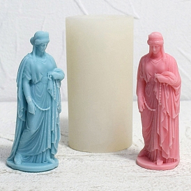 3D Buddhist Woman DIY Food Grade Silicone Statue Candle Molds, Aromatherapy Candle Moulds, Portrait Sculpture Scented Candle Making Molds