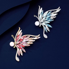 Броши-бабочки из сплава со стразами для одежды рюкзака, с имитацией жемчужина бисера