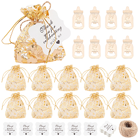 PANDAHALL ELITE Zinc Alloy Bottlr Opeaner, Feeding-bottle, Cadmium Free & Lead Free, with Rose Printed Organza Bags and Paper Gift Tags