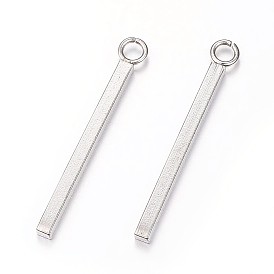 304 Stainless Steel Pendants, Rectangle/Bar
