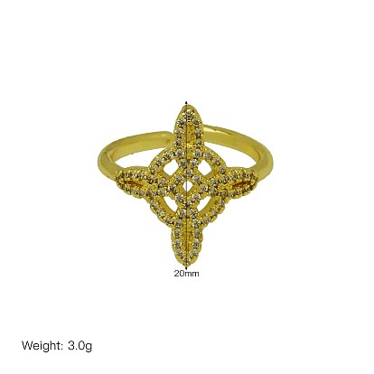 Messing Micro Pave klare Zirkonia Manschette offene Ringe, golden