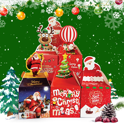 Christmas Theme Candies Paper Box, for Festival Decorate, Rectangle
