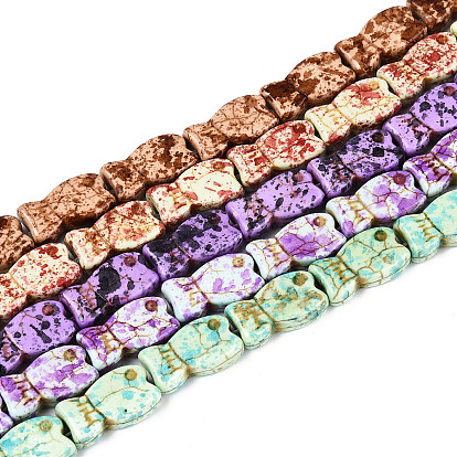 С напылением окрашенные синтетические бирюзовые бусинки, рыба