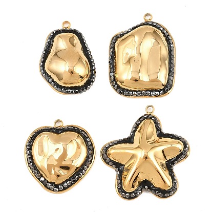 304 подвески из нержавеющей стали, с глиной горный хрусталь, золотые