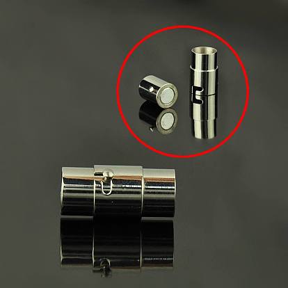 Smooth 304 304 Stainless Steel Locking Tube Magnetic Clasps, Bayonet Clasps, Column, 18.5x10mm, Hole: 8mm