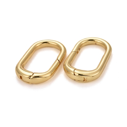 Brass Spring Gate Rings, Long-Lasting Plated, Oval
