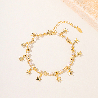 18позолоченные браслеты в пляжном стиле с регулируемыми ножками, браслеты на ногу с искусственным жемчугом, браслеты с подвесками в виде звезд
