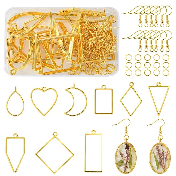 80 шт. 3 стили из цинкового сплава, подвески с открытой задней панелью и железными открытыми кольцами для прыжков с железными крючками для сережек, провод уха