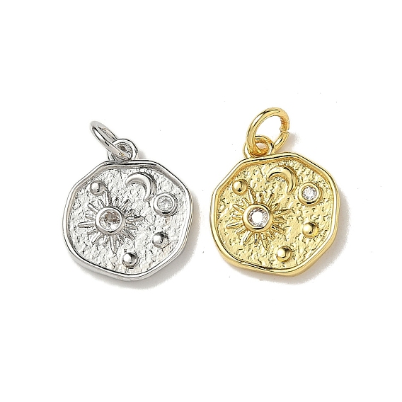 Латунные микро проложить кубического циркония прелести, самородок и солнце и луна, стойки покрытие, долговечный, без кадмия и без свинца, с целью перехода в кольце