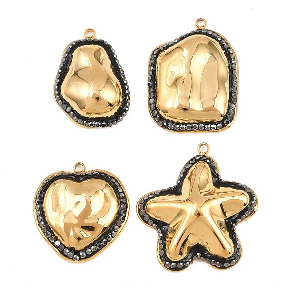 304 подвески из нержавеющей стали, с глиной горный хрусталь, золотые