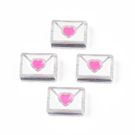 Прозрачные акриловые бусины, с эмалью, конверт