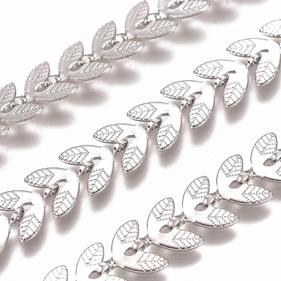 Ion Plating(IP) 304 Stainless Steel Leaf Link Chains, Soldered, with Card Paper