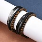Плетеные кожаные многорядные браслеты для мужчин, с натуральным тигровым глазом и 316 хирургической нержавеющей сталью и 304 фурнитурой из нержавеющей стали