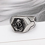 316l хирургические кольца из нержавеющей стали для мужчин, шестиугольник с черепом