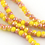 Electroplate Glass Beads Strands, Faceted Rondelle, Half Plated