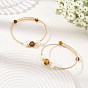Round Natural Amber and Pearl Beads Brass Cuff Bangles