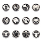 12pcs 12 Stil 304 Edelstahlperlen, flach rund mit zwölf Konstellationen