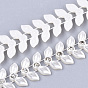 ABS Plastic Imitation Pearl Beaded Trim Garland Strand, Great for Door Curtain, Wedding Decoration DIY Material, with Rhinestone, Leaf