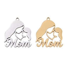 Полые подвески ко Дню матери 201 из нержавеющей стали, подвески «мама и дитя»