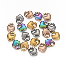 Ion Plating(IP) 304 Stainless Steel Charms, Heart Lock