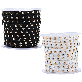 2 рулоны 2 цветной шнур из искусственной замши с алюминиевыми заклепками, плоский, разноцветные