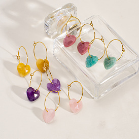 Серьги-кольца в форме сердца с натуральным драгоценным камнем ко Дню святого Валентина, С 304 результатами из нержавеющей стали