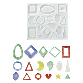 Силиконовые формы для подвесок геометрической формы своими руками, формы для литья смолы, для уф-смолы, изготовление ювелирных изделий из эпоксидной смолы