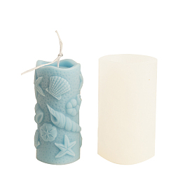 DIY Column with Shell Conch Starfish Pattern Silicone Candle Molds, for Scented Candle Making, Resin Casting Molds