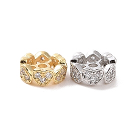 Micro cuivres ouvrent cubes zircone perles d'espacement, plat et circulaire avec coeur