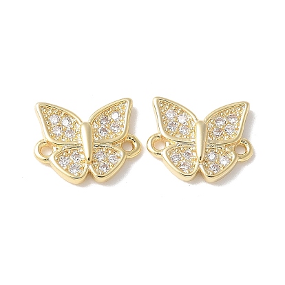 Подвески-бабочки из латуни с микропаве из прозрачного кубического циркония, без кадмия и без свинца, долгоиграющий, стойки покрытие