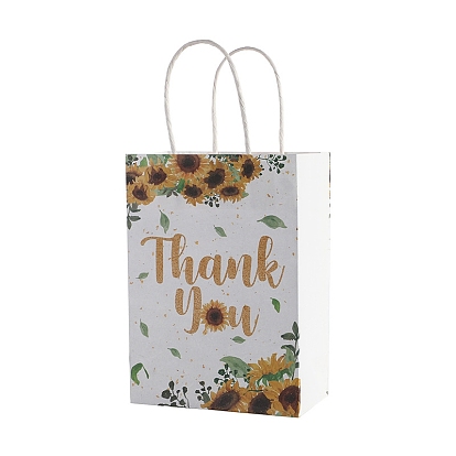 Kraft Paper Bags, with Handle, Gift Bags, Shopping Bags, Rectangle with Word